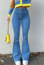 Load image into Gallery viewer, Raw Hem Striped Jeans