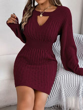Load image into Gallery viewer, Cable-Knit Cutout Round Neck Slit Sweater