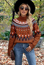 Load image into Gallery viewer, Geometric Turtleneck Long Sleeve Sweater