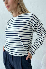 Load image into Gallery viewer, Round Neck Striped Dropped Shoulder T-Shirt