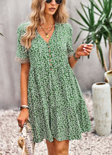 Load image into Gallery viewer, Floral Buttoned Puff Sleeve Dress