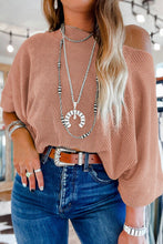 Load image into Gallery viewer, Ribbed Boat Neck Batwing Sleeve T-Shirt