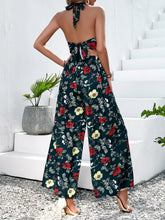 Load image into Gallery viewer, Floral Halter Neck Top and Wide Leg Pants Set
