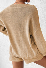 Load image into Gallery viewer, Round Neck Dropped Shoulder Sweater and Drawstring Pants Set