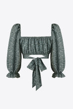Load image into Gallery viewer, Printed Long Flounce Sleeve Cropped Blouse