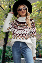 Load image into Gallery viewer, Geometric Turtleneck Long Sleeve Sweater