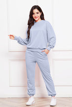 Load image into Gallery viewer, Round Neck Long Sleeve Sweatshirt and Pants Set