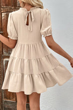 Load image into Gallery viewer, Puff Sleeve Tie Back Tiered Dress