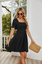 Load image into Gallery viewer, Square Neck Flounce Sleeve Smocked Dress