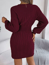 Load image into Gallery viewer, Cable-Knit Cutout Round Neck Slit Sweater