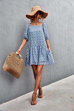 Load image into Gallery viewer, Swiss Dot Square Neck Half Balloon Sleeve Dress