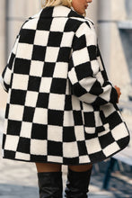 Load image into Gallery viewer, Plaid Buttoned Collared Neck Faux Fur Outwear
