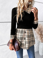 Load image into Gallery viewer, Houndstooth Collared Neck Long Sleeve Shirt