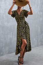 Load image into Gallery viewer, Floral Surplice Neck Tied Midi Dress