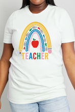 Load image into Gallery viewer, Simply Love Full Size TEACHER Rainbow Graphic Cotton Tee