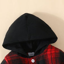 Load image into Gallery viewer, Kids Plaid Button Up Hooded Shacket and Pants Set