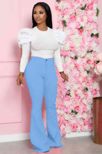 Load image into Gallery viewer, Leg-Of-Mutton Sleeve Top and Flare Pants Set