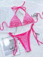 Load image into Gallery viewer, Leopard Print Halter Neck Tie Side Bikini Set