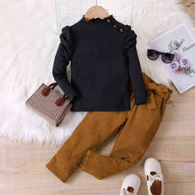 Load image into Gallery viewer, Baby Girl Knit Top and Tie Belt Pants Set