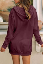 Load image into Gallery viewer, Drawstring Half Zip Hooded Dress