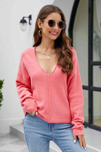 Load image into Gallery viewer, V-Neck Drop Shoulder Long Sleeve Knit Top