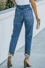 Load image into Gallery viewer, Ripped Ankle Straight Jeans with Pockets