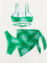 Load image into Gallery viewer, Tied Gradient Spaghetti Strap Three-Piece Swim Set