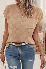 Load image into Gallery viewer, Pocketed Checkered Round Neck Knit Top