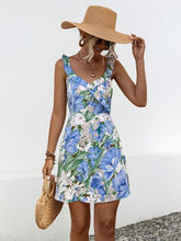 Load image into Gallery viewer, Printed Ruffled Surplice Wide Strap Mini Dress