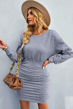 Load image into Gallery viewer, Ruched Dropped Shoulder Textured Knit Dress