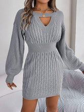Load image into Gallery viewer, Cable-Knit Cutout Round Neck Slit Sweater