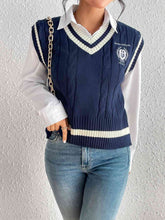 Load image into Gallery viewer, Cable-Knit V-Neck Sweater Vest