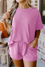 Load image into Gallery viewer, Round Neck Top and Pocketed Shorts Set