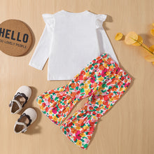 Load image into Gallery viewer, Baby Girl Graphic Top and Printed Flare Pants Set