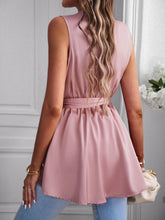 Load image into Gallery viewer, Tie Waist Surplice Neck Sleeveless Top