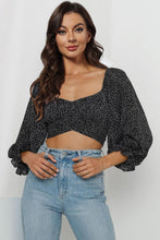 Load image into Gallery viewer, Printed Long Flounce Sleeve Cropped Blouse
