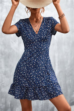 Load image into Gallery viewer, Ditsy Floral V-Neck Short Sleeve Dress