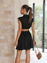 Load image into Gallery viewer, Cutout Ruched Mock Neck Mini Dress
