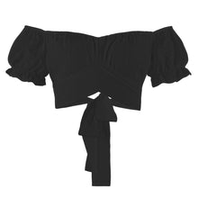 Load image into Gallery viewer, Off-Shoulder Flounce Sleeve Tie Back Top