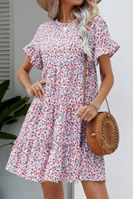 Load image into Gallery viewer, Ditsy Floral Flounce Sleeve Tiered Dress