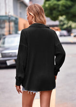 Load image into Gallery viewer, Textured Dropped Shoulder Longline Shirt