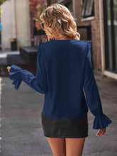 Load image into Gallery viewer, Ruffled V-Neck Flounce Sleeve Shirt