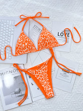 Load image into Gallery viewer, Leopard Print Halter Neck Tie Side Bikini Set
