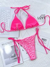 Load image into Gallery viewer, Leopard Print Halter Neck Tie Side Bikini Set