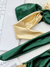 Load image into Gallery viewer, Two-Tone Ring Detail Tied Bikini Set