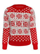 Load image into Gallery viewer, Snowflake Round Neck Long Sleeve Sweater