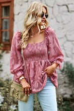 Load image into Gallery viewer, Smocked Square Neck Flounce Sleeve Blouse