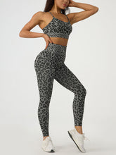 Load image into Gallery viewer, Leopard Crisscross Top and Leggings Active Set
