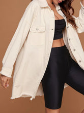 Load image into Gallery viewer, Collared Neck Button-Up Dropped Shoulder Denim Jacket