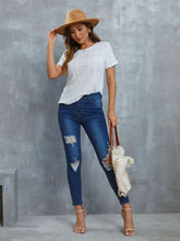 Load image into Gallery viewer, Openwork Short Sleeve Round Neck Top